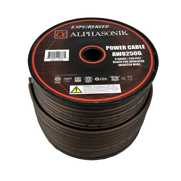 Main product image for Alphasonik AW8250G 8 Gauge Ground Wire Roll 250 ft Black268-720